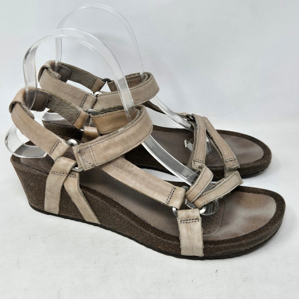 Teva Ysidro Universal Wedge Sandals Taupe Leather 1015119 Womens 8.5